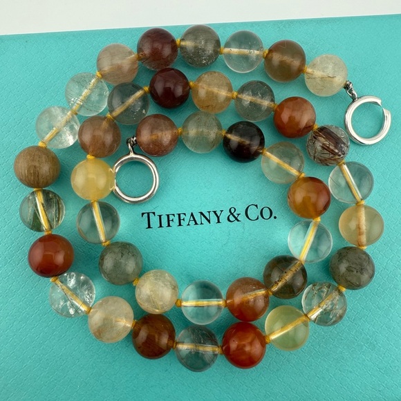 RARE Tiffany & Co. Rutilated Quartz Gemstone Necklace Paloma Picasso 18.5" - Picture 1 of 7